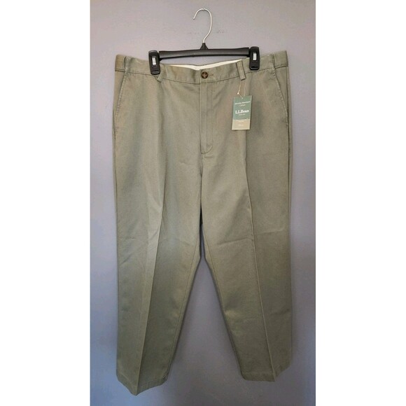 NWT L.L. Bean Pants Men's 38x29 Green Comfort Waist Wrinkle Free Chinos Khakis - Picture 2 of 8